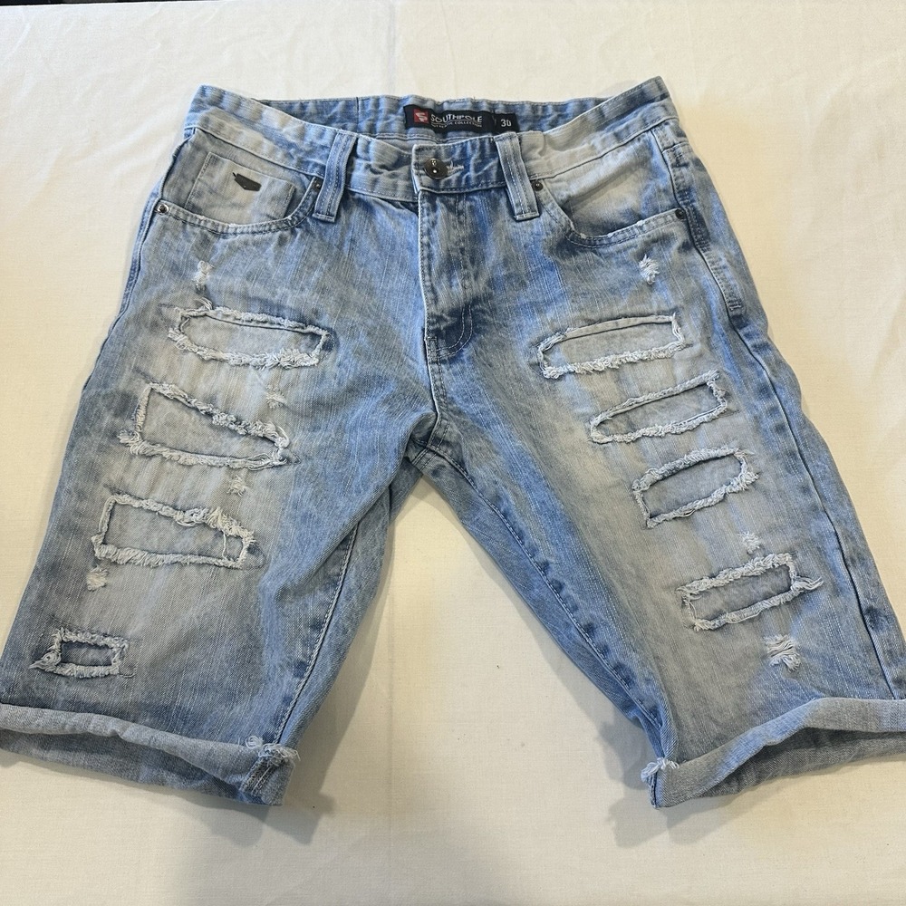 SouthPole  Jorts Distressed Light Wash Denim Jean Shorts‎ Size 30